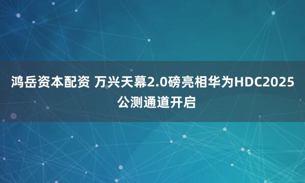 鸿岳资本配资 万兴天幕2.0磅亮相华为HDC2025  公测通道开启